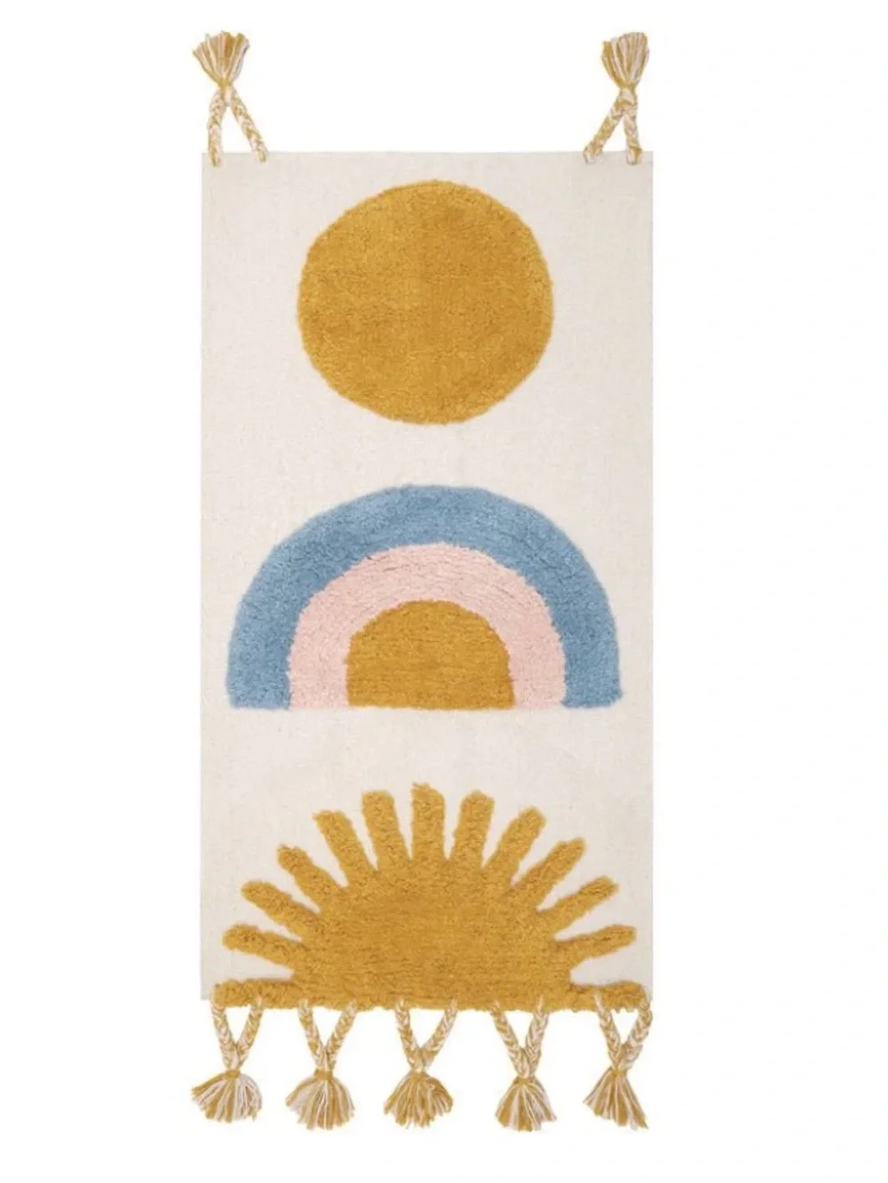Moon, Rainbow & Sun Wall Hanging Tapestry: 16” x 38.5”